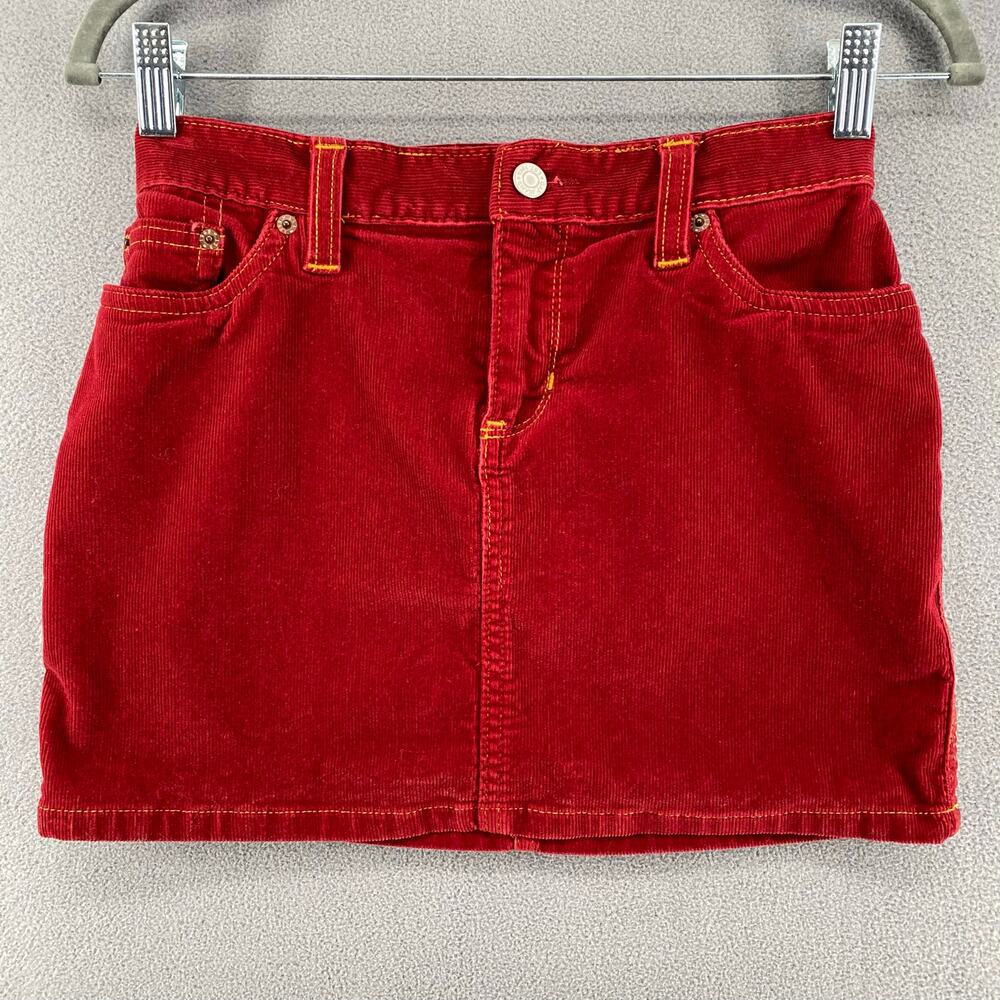 Vintage Y2K 2000s Gap Jeans Red Corduroy Micro Mini Skirt Womens 0 Retro